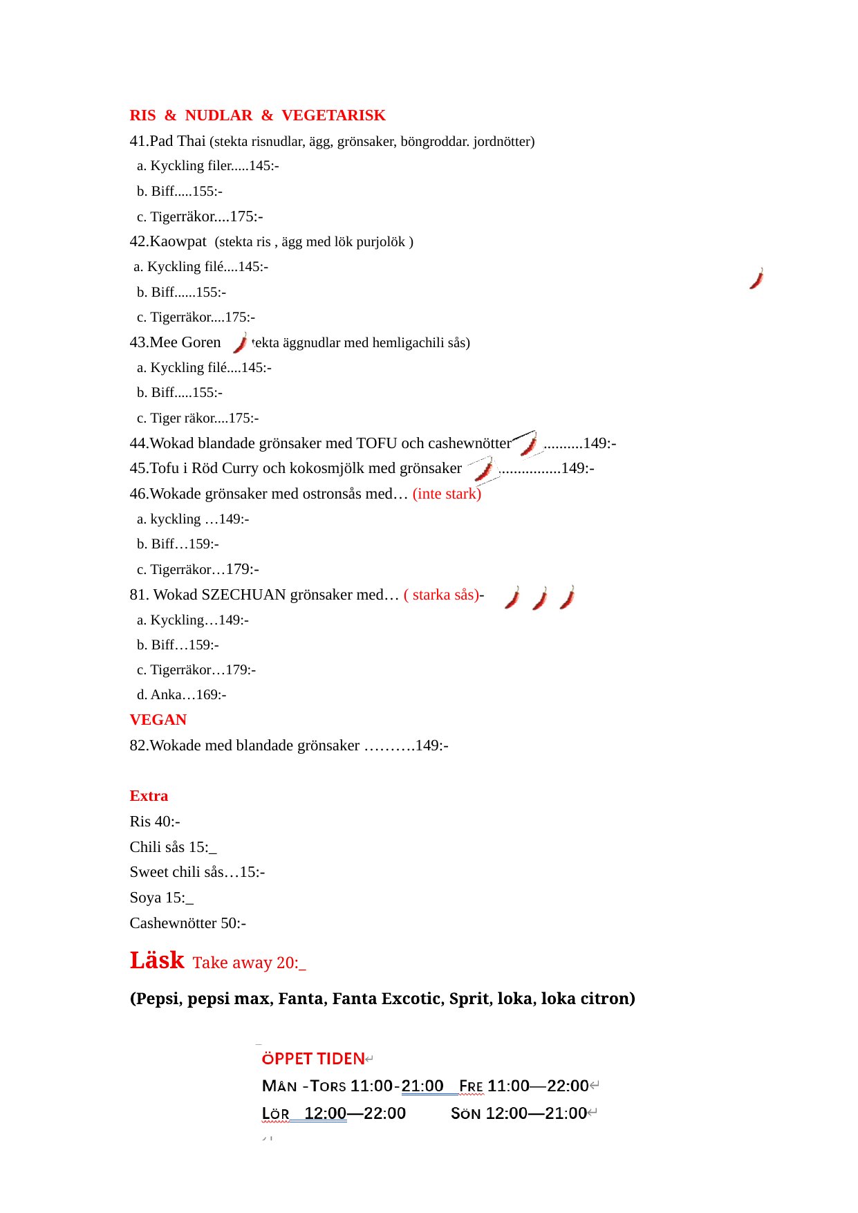 Koh Chang Buffé · Upplands Väsby – Take away-meny, sida 5