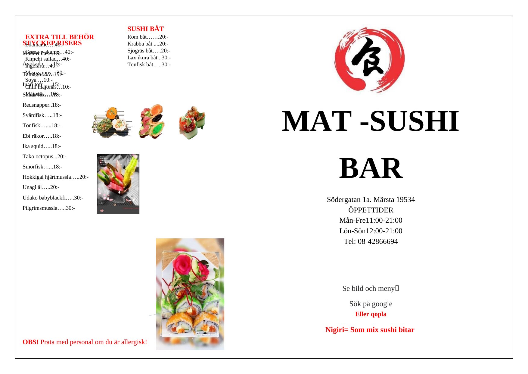 Mat Sushi · Märsta – Meny, sida 2