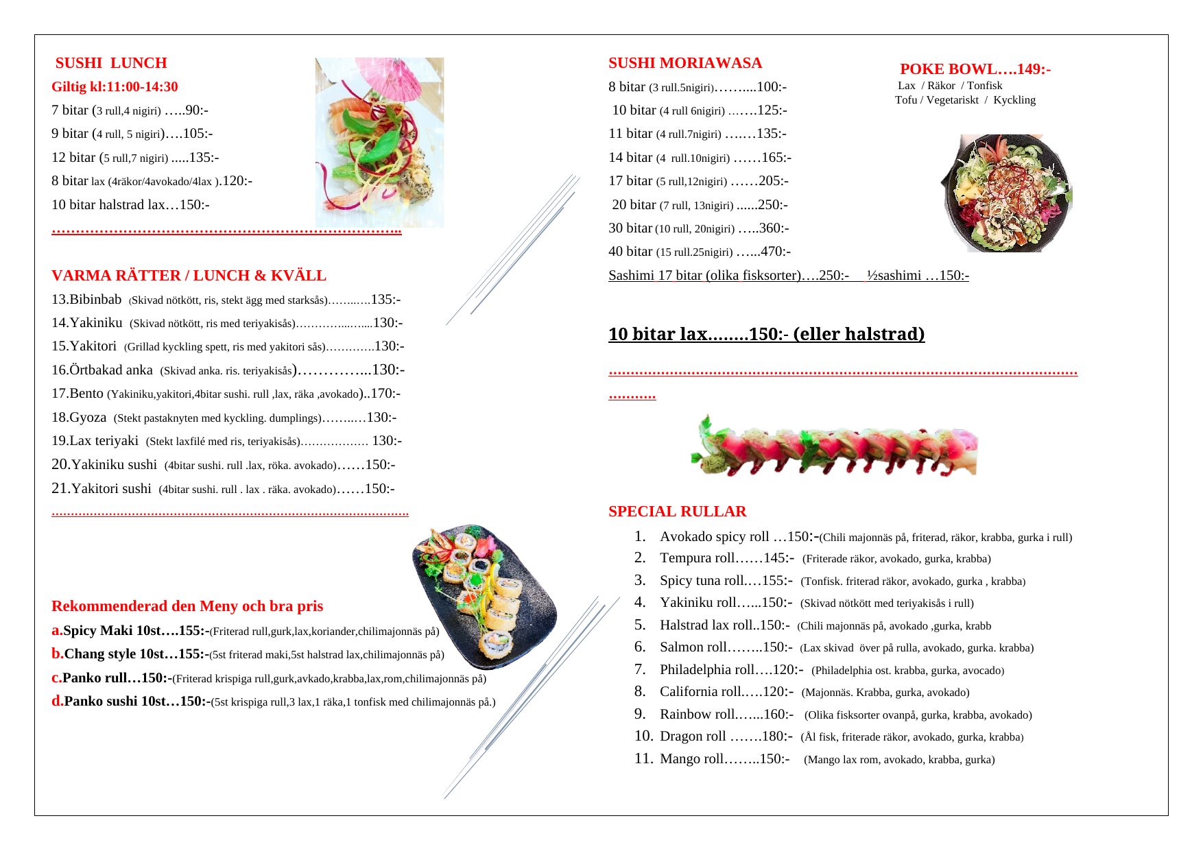 Mat Sushi · Märsta – Meny, sida 1