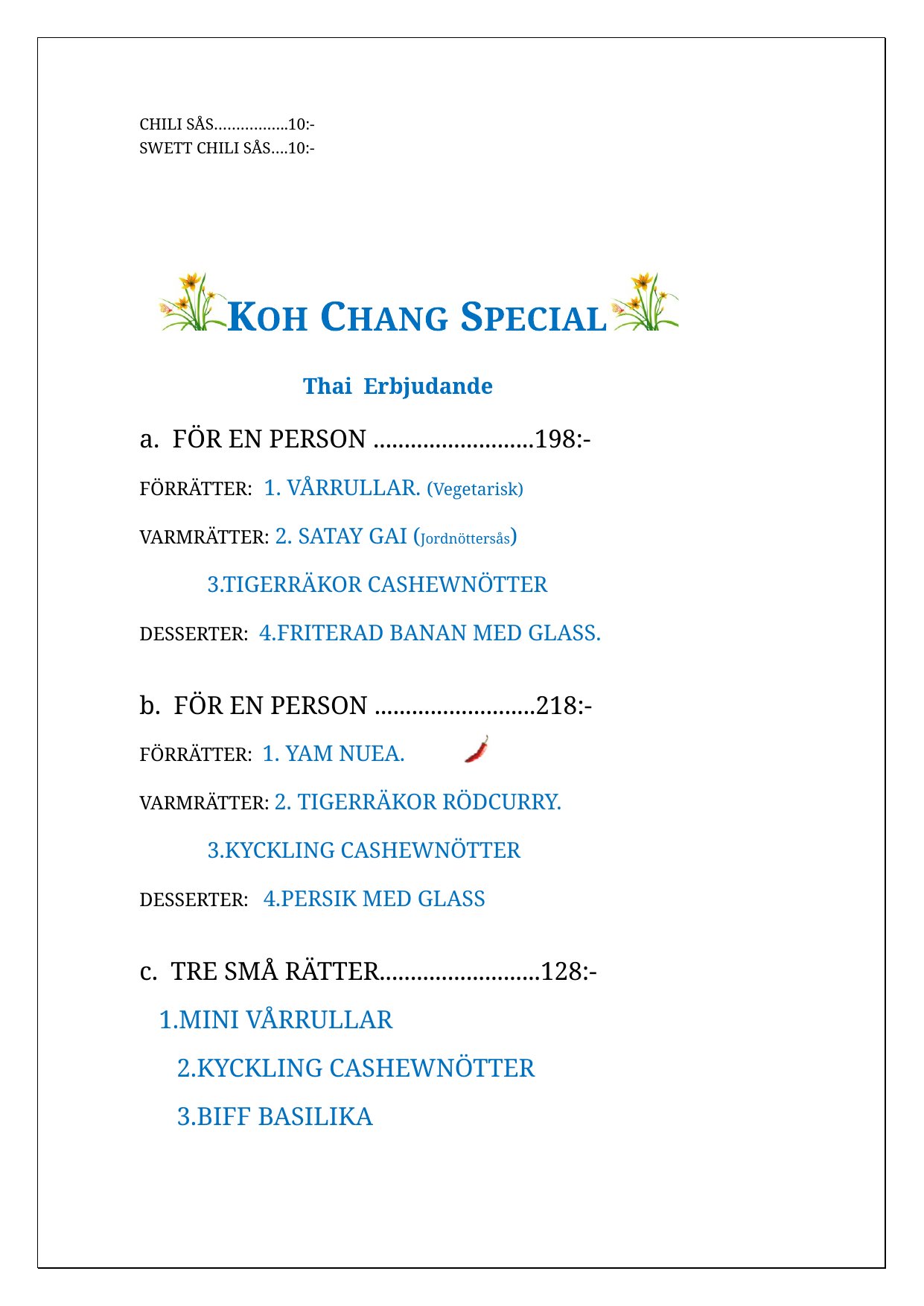 Koh Chang Restaurang · Märsta – Meny, sida 6